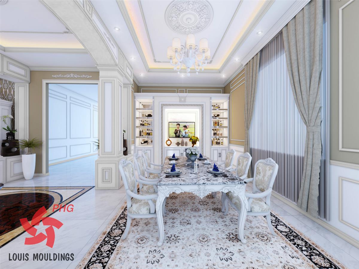 phao chi tan co dien cho phong bep sang trọng